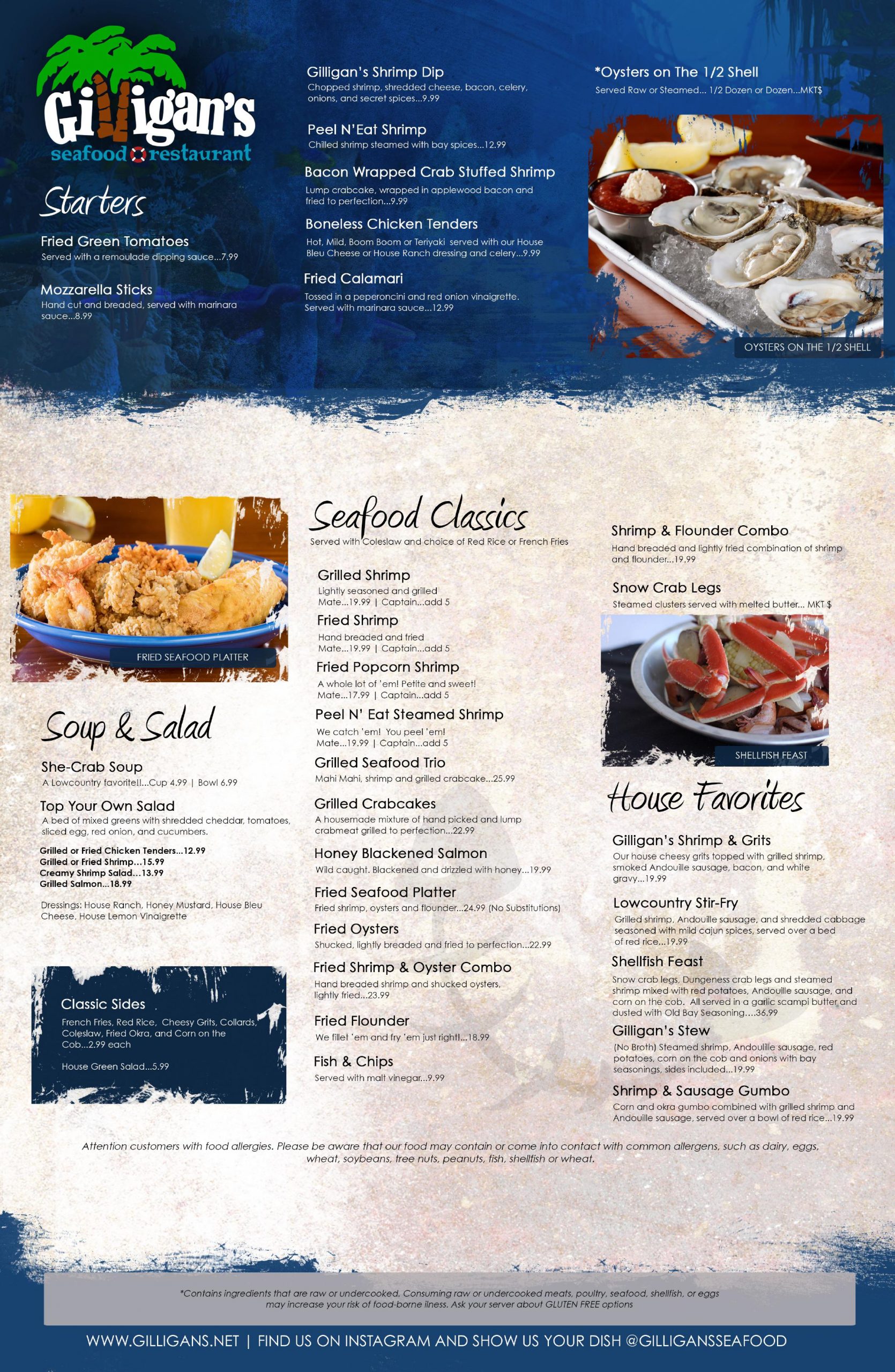the ville seafood menu